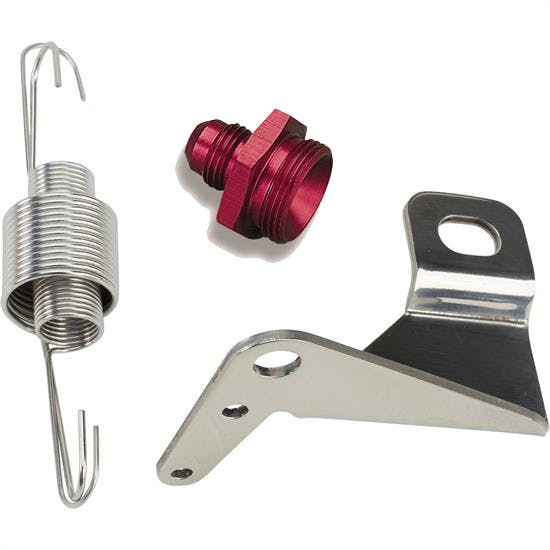Carb Bracket, Throttle Spring & Fuel Inlet Fitting, Center Bowl