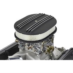 12 Inch Partial Finned Oval Air Cleaner Set w/ Paper Filter, Black