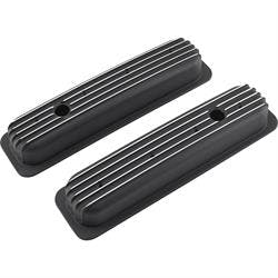 1987-1997 Small Block Chevy Short Finned Valve Covers, Black Aluminum