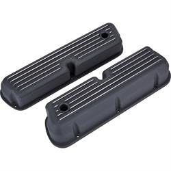 1962-1985 SBF 289-302-351W Tall Finned Valve Covers, Black Aluminum