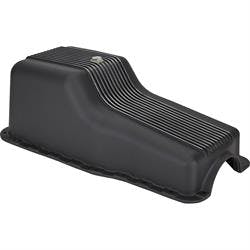 1962-1982 SBF 260-289-302 Finned Oil Pan, Black Aluminum, Front Sump