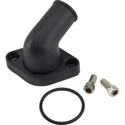 Small/Big Block Chevy Aluminum 15 Degree Swivel Water Neck, Black