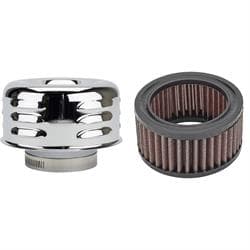 Louvered Style Chrome Air Cleaner, 2-5/8 Inch w/Washable Filter