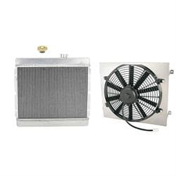Small Universal Short Vertical Aluminum Radiator, RH w/E-Fan