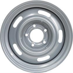 Speedway GM Style 15x8 In Rally Wheel, 5 on 4.75 Inch BP, Silver
