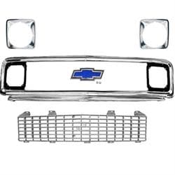 1971-72 Chevy Pickup Grille, Insert, Bowtie Emblemand Bezels