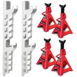Jack Stand Storage Rack Wall Mount and 4-Ton Jack Stands Kit