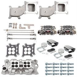 SBC Dual Quad Cross Ram Adapter Kit with Carburetors and Manifold