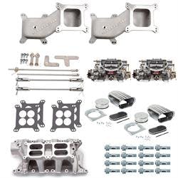 351W Dual Quad Cross Ram Adapter Kit w/ Carburetors and Manifold