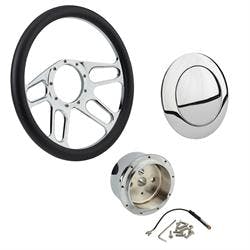 Chrome 4-Slot Steering Wheel with Wheel Adapter and Horn Button