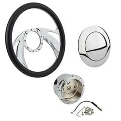 Chrome Boomerang Steering Wheel w/ Wheel Adapter and Horn Button