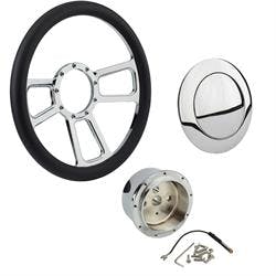 Chrome T-Style Steering Wheel with Wheel Adapter and Horn Button