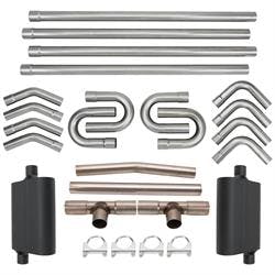 DIY Universal Dual Exhaust System Kit w/ H-Pipe, Mufflers, 2-1/4