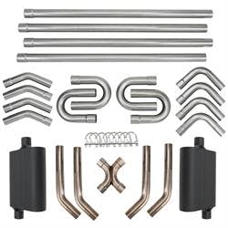 DIY Universal Dual Exhaust System Kit w/ X-Pipe, Mufflers, 2-1/4