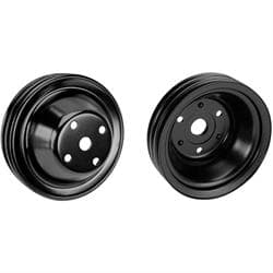SBC Black Pulley Set, 2-Groove Upper/3-Groove Lower, Long Pump