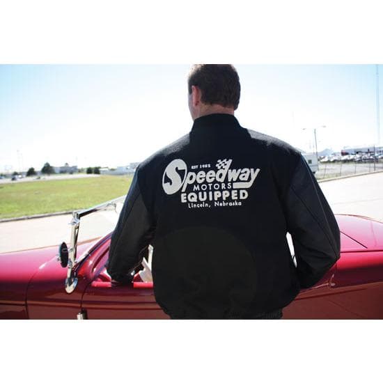 Speedway Motors Letterman Varsity Jacket, Black Size Small