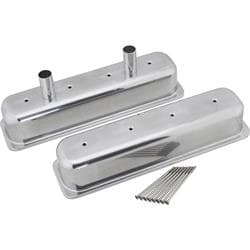 S/B Chevy Tall Aluminum Centerbolt Valve Covers w/Bolts, Polished