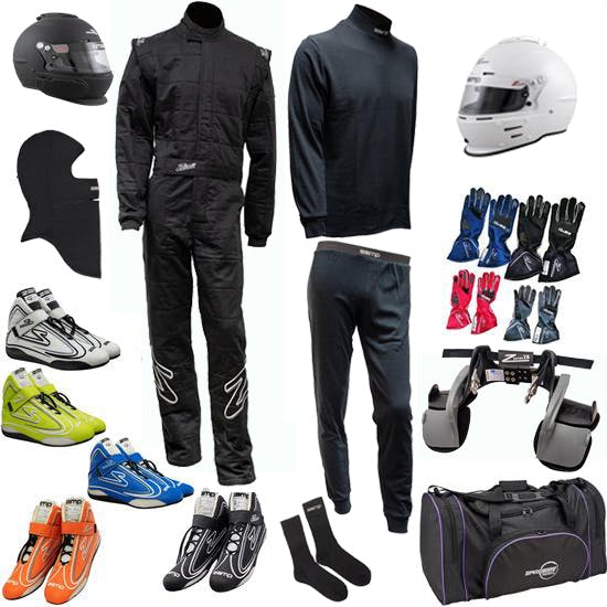Zamp Mega Racer Safety Kit, ZR-30 Triple-Layer 1-Piece Suit, Blk