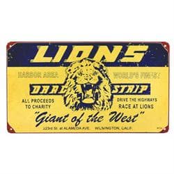 Lions Drag Strip Vintage Tin Sign