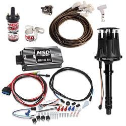 MSD 85555 Chevy Black Billet Distributor Ignition Kit,64253/31223