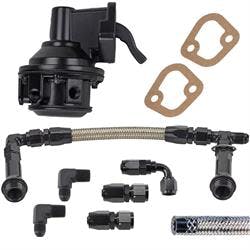 Small Block Chevy 80 GPH Mech Pump/Supply Kit,4150 Log,-6AN,Black