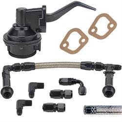 Small Block Ford 80 GPH Mech Pump/Supply Kit, 4150 Log,-6AN,Black