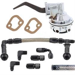 Small Block Ford 80 GPH Mech Pump/Supply Kit,4150 Log,-6AN,Chrome