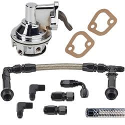 Small Block Chevy 80 GPH Mech Pump/Supply Kit,4150 Log,6AN,Chrome