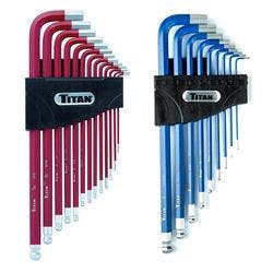 Titan Tools Long Detent Ball-End Allen Hex Key Set, SAE/Metric