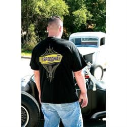 Speedway Black Pinstriped T-Shirt, Size Large