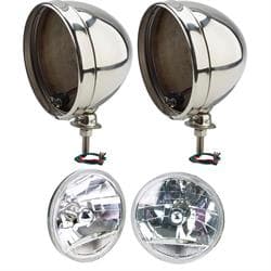 Speedway 7 Inch Fluted Headlight w/Clear Turn Signal, Stainless