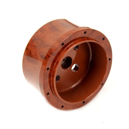 GM Aluminum Woodgrain Steering Wheel Adapter, 9 Bolt