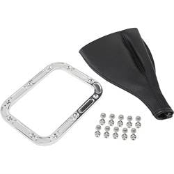 Rectangle Shifter Boot with Billet Aluminum Ring, Polished