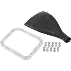 Rectangle Shifter Boot with Billet Aluminum Ring, Brushed