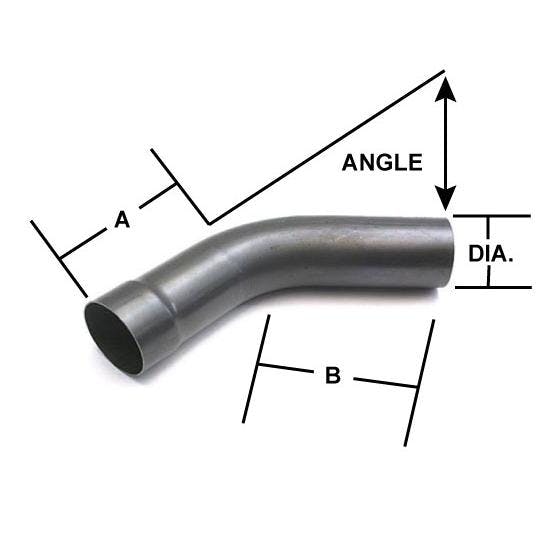 Mild Steel Mandrel Bend Exhaust Elbow Pipe, 45 Degree, 3-1/2 Inch