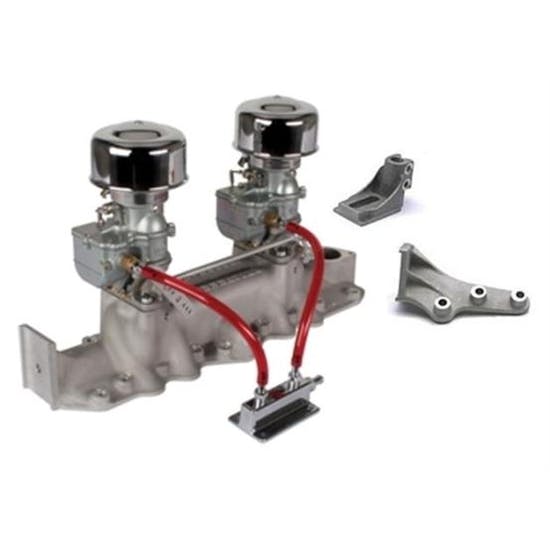 Plain 9 Super 7® 2x2 Carb/Offy intake kit, 1942-48 Flathead