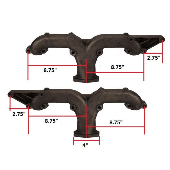Corvette-Style 2-1/2 Inch Ram Horn Exhaust Manifolds, Pair