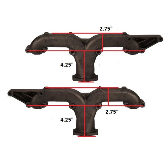 Corvette-Style 2-1/2 Inch Ram Horn Exhaust Manifolds, Pair