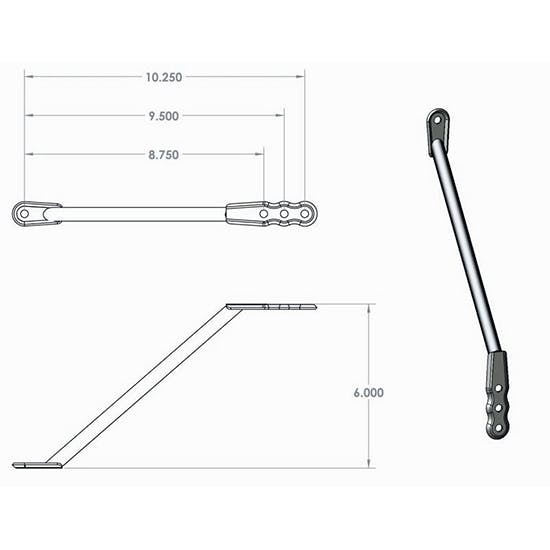 Adjustable Tubular Chromoly Nose Wing Straps, J&J, 8-3/4 - 10-1/4 Inch