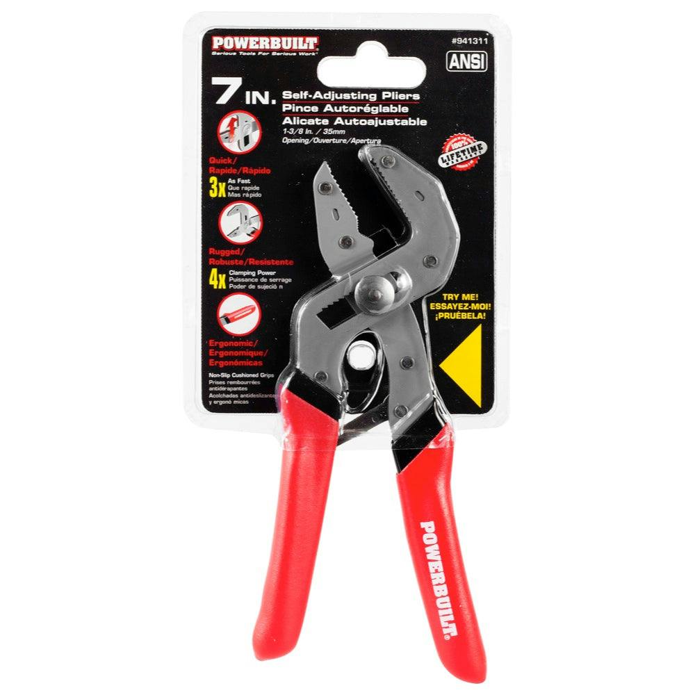Powerbuilt 941311 Self-Adjusting Pliers, 7 Inch, Spring Loaded