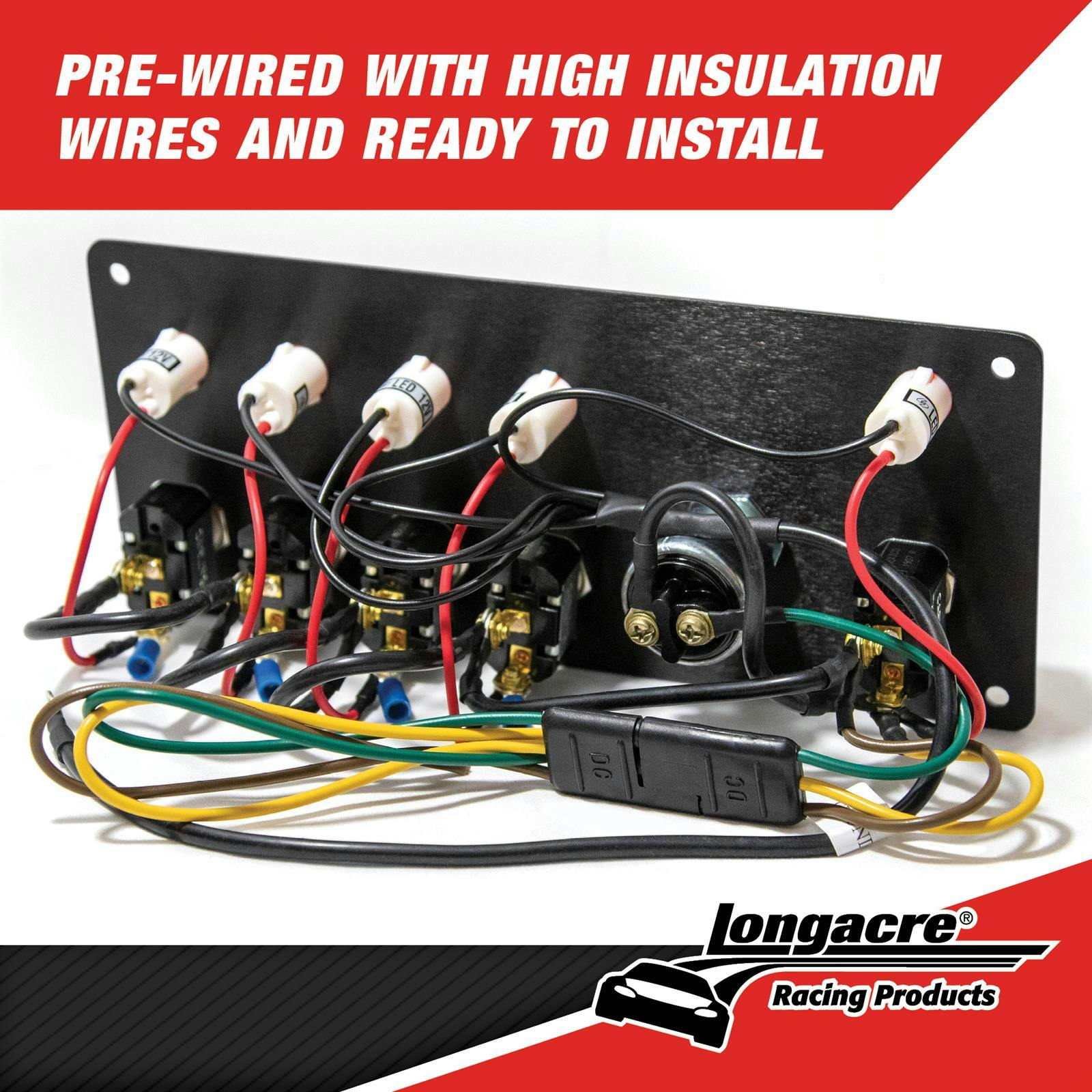 Longacre® 52-44869 Alum. Flip-Up Ignition Switch Panel, Black