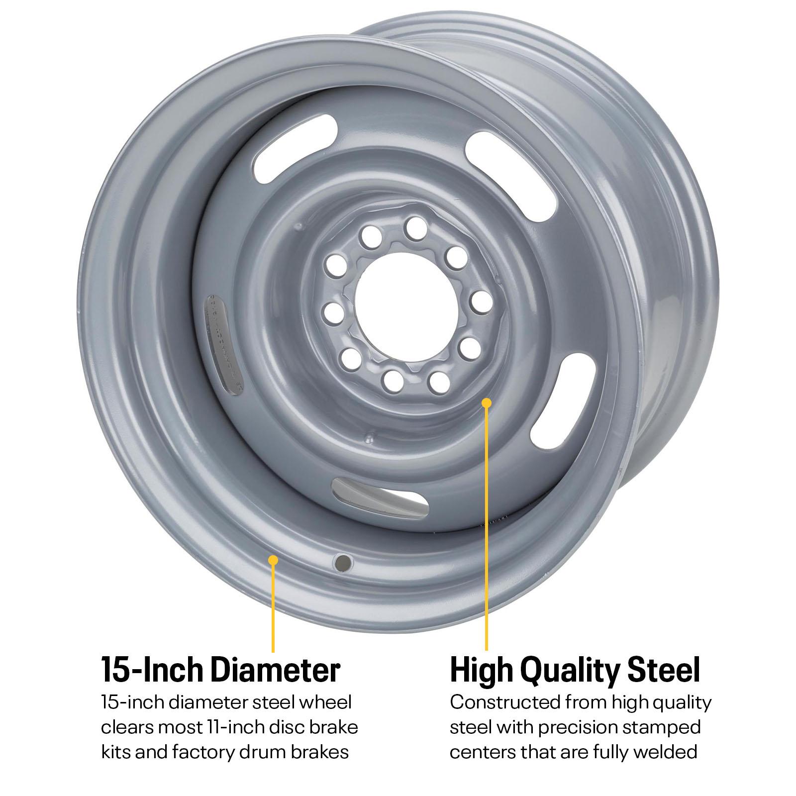 Speedway GM Style 15 Inch Rally Wheel, 4.5 and 4.75 Inch Bolt Pattern