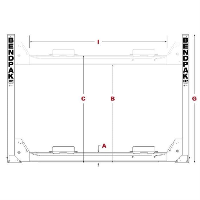 BendPak 5175004 Four-Post Vehicle Lift 14,000 Lbs, 82" Rise