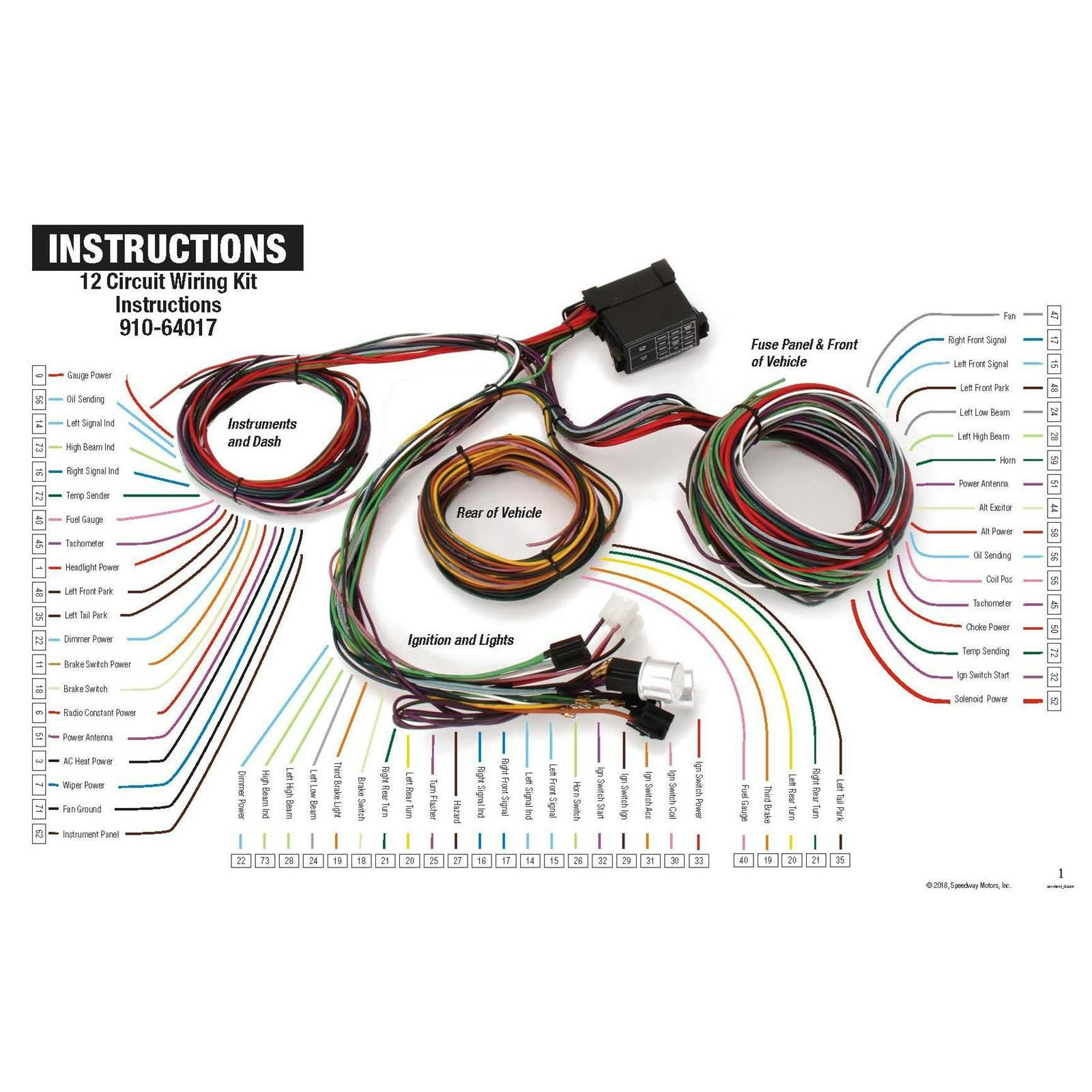 Simple 12 Circuit Wiring Harness Kit with 12v Fuse Block