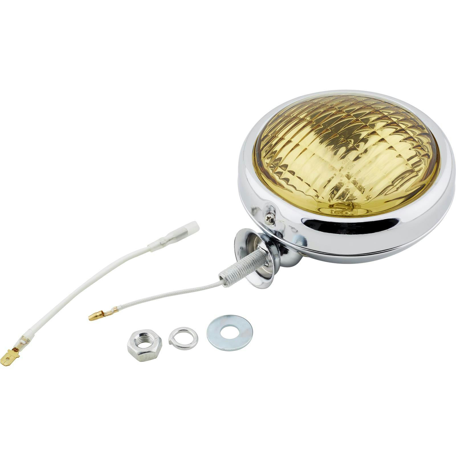 Chrome Vintage Fog Light, 12 Volt, Amber Lens - 2 PK