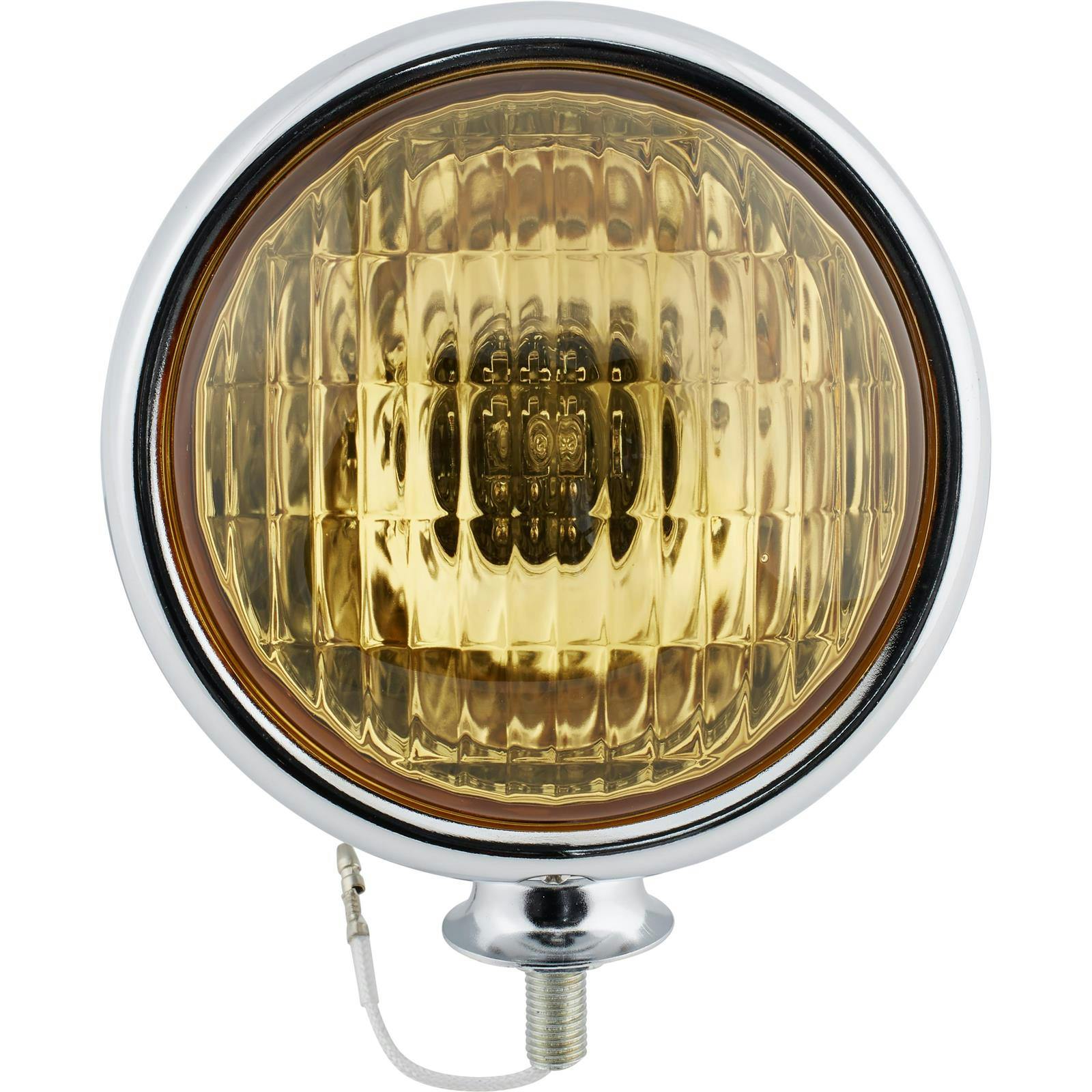 Chrome Vintage Style Fog Light, 12 Volt, Amber Lens