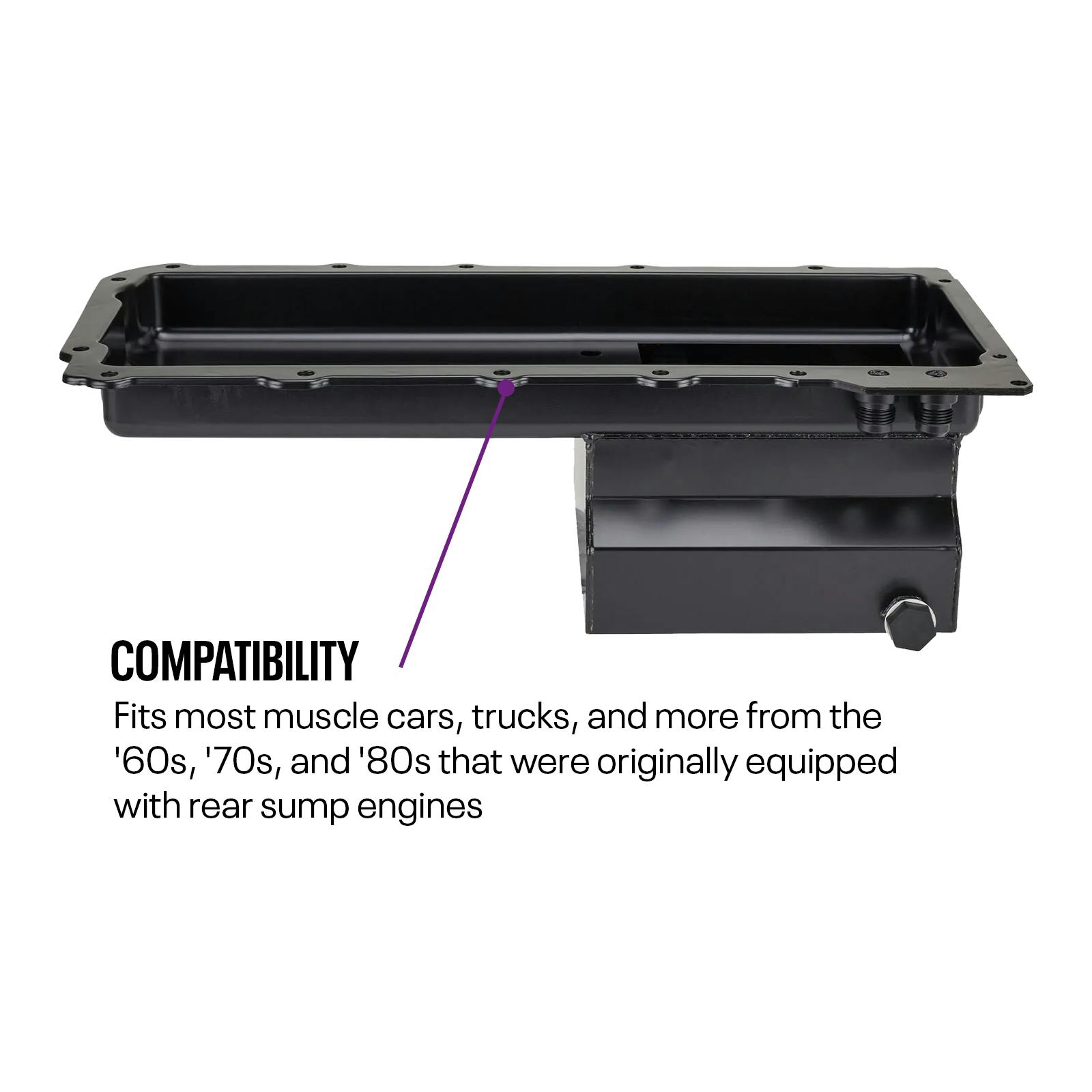LS Engine Swap Conversion Low Profile Oil Pan Kit, Black, 10 AN