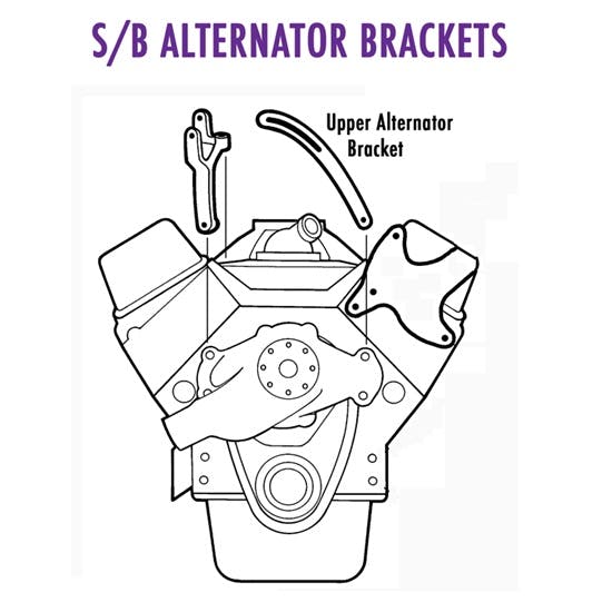 Small Block Chevy Upper Alternator Bracket, Plain