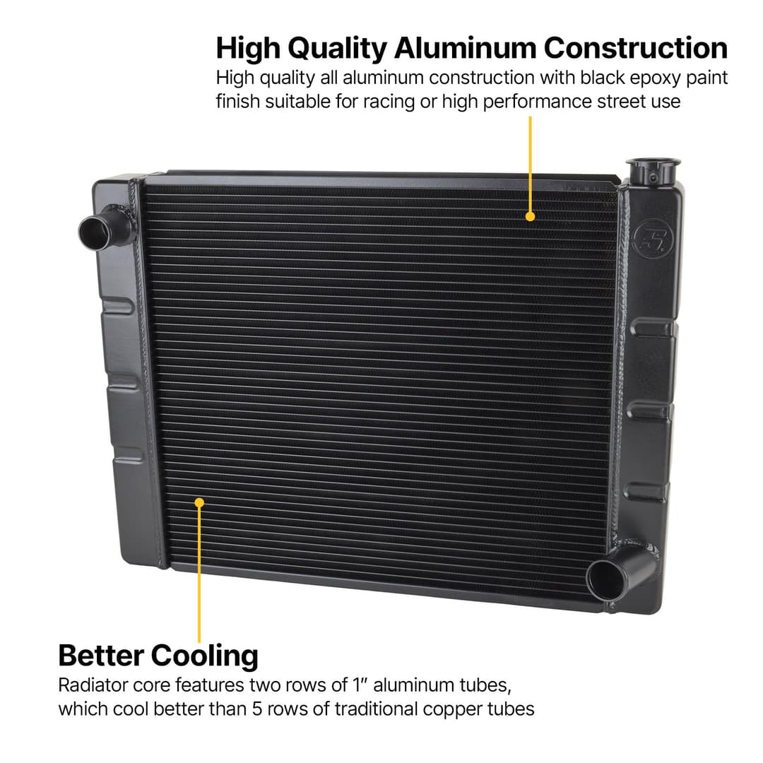 Speedway Chevy SBC/BBC Aluminum Radiators, Universal Fit, Black