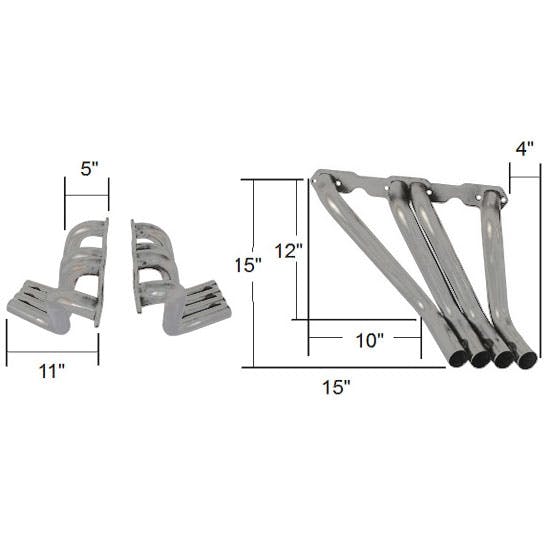 Boom Tube Small Block Chevy Zoomie Headers for Sprints, AHC Coated